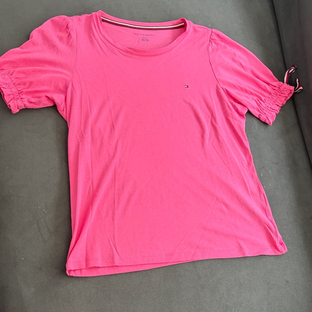 Tommy Hilfiger Bright Pink Short Sleeve Crewneck Top